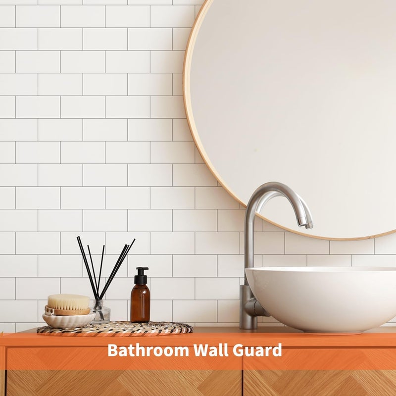 OYASIMI 10- Sheet Polished White Peel and Stick Backsplash, 12’’Luxury PVC Ceramic Look Self Stick Subway Tiles, Waterproof Peel and Stick Wall Tiles for Kitchen and Bathrrom - Image 5